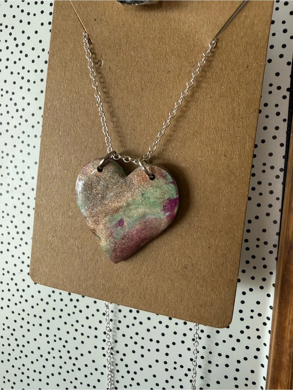 Handmade Multicolor Heart Pendant Necklace - Women Jewelry - Picture 2 of 8